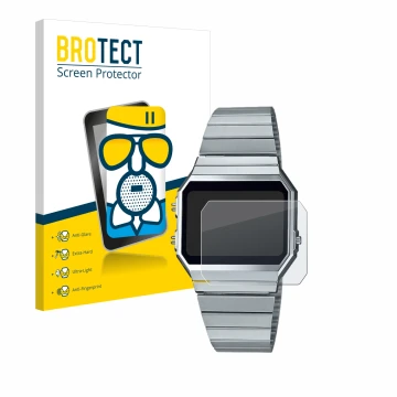 Face avant d’un emballage produit avec le logo de la marque BROTECT. À côté, l’appareil Casio A700WE est représenté avec la pr