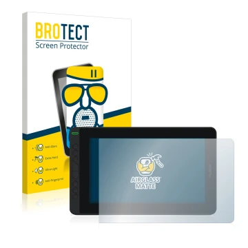 Face avant d’un emballage produit avec le logo de la marque BROTECT. À côté, l’appareil Huion Kamvas 12 est représenté avec la