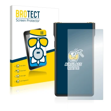 Face avant d’un emballage produit avec le logo de la marque BROTECT. À côté, l’appareil Sony Walkman NW-WM1AM2 est représenté 