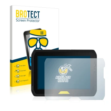 Face avant d’un emballage produit avec le logo de la marque BROTECT. À côté, l’appareil Trimble T100 est représenté avec la pr