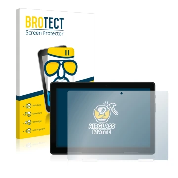 Face avant d’un emballage produit avec le logo de la marque BROTECT. À côté, l’appareil MEDION Lifetab E10814 est représenté a