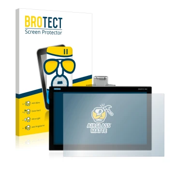 Face avant d’un emballage produit avec le logo de la marque BROTECT. À côté, l’appareil Siemens Simatic HMI TP1200 Comfort Pro