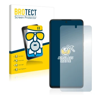 Face avant d’un emballage produit avec le logo de la marque BROTECT. À côté, l’appareil Xiaomi Poco X4 Pro 5G est représenté a