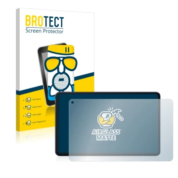 Face avant d’un emballage produit avec le logo de la marque BROTECT. À côté, l’appareil Huawei MatePad Pro 10.8