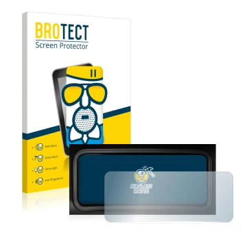 Face avant d’un emballage produit avec le logo de la marque BROTECT. À côté, l’appareil Hyundai Kona 2022 Affichage de la vite