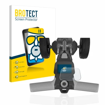 Face avant d’un emballage produit avec le logo de la marque BROTECT. À côté, l’appareil PowaKaddy FX5 2.8