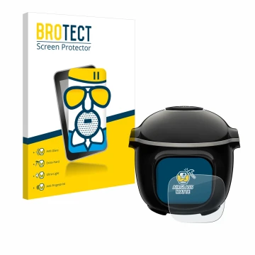 Face avant d’un emballage produit avec le logo de la marque BROTECT. À côté, l’appareil Krups Cook4me Touch Wifi est représent