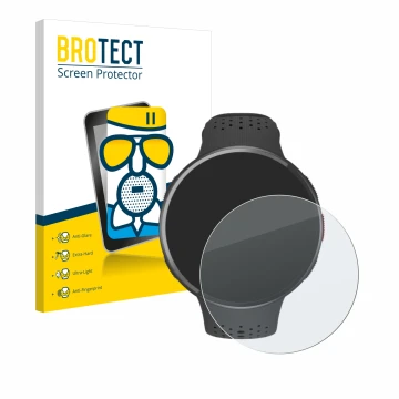 Face avant d’un emballage produit avec le logo de la marque BROTECT. À côté, l’appareil Polar Pacer Pro est représenté avec la