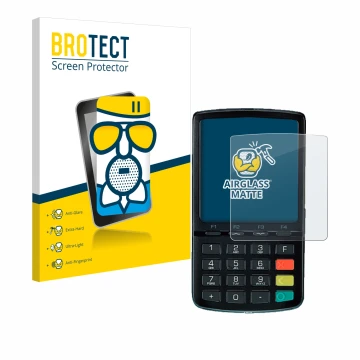 Face avant d’un emballage produit avec le logo de la marque BROTECT. À côté, l’appareil ingenico Link/2500 est représenté avec