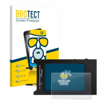 Face avant d’un emballage produit avec le logo de la marque BROTECT. À côté, l’appareil NanoVNA H4 est représenté avec la prot