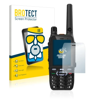 Face avant d’un emballage produit avec le logo de la marque BROTECT. À côté, l’appareil Motorola MXP600 est représenté avec la
