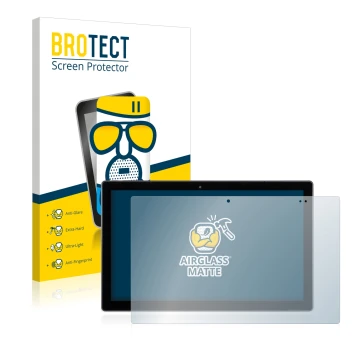 Face avant d’un emballage produit avec le logo de la marque BROTECT. À côté, l’appareil Wortmann Terra Pad 1162 N4120 W11 Pro 