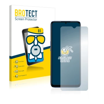 Face avant d’un emballage produit avec le logo de la marque BROTECT. À côté, l’appareil realme Narzo 50 5G est représenté avec