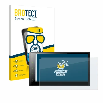 Face avant d’un emballage produit avec le logo de la marque BROTECT. À côté, l’appareil Pioneer SPH-DA360DAB est représenté av