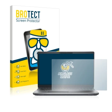 Face avant d’un emballage produit avec le logo de la marque BROTECT. À côté, l’appareil Dell Latitude 5531 est représenté avec