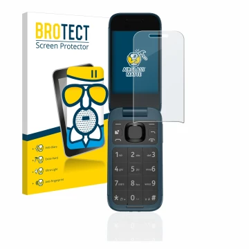 Face avant d’un emballage produit avec le logo de la marque BROTECT. À côté, l’appareil Nokia 2660 Flip est représenté avec la