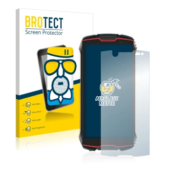 Face avant d’un emballage produit avec le logo de la marque BROTECT. À côté, l’appareil Cubot King Kong Mini 2 Pro est représe