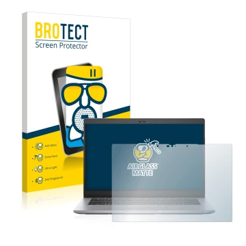 Face avant d’un emballage produit avec le logo de la marque BROTECT. À côté, l’appareil Dell Latitude 5320 2-in-1 Touch est re