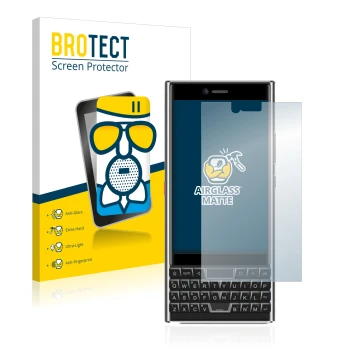 Face avant d’un emballage produit avec le logo de la marque BROTECT. À côté, l’appareil Unihertz Titan Slim est représenté ave
