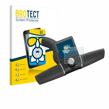 Face avant d’un emballage produit avec le logo de la marque BROTECT. À côté, l’appareil Motocaddy M3 GPS Electric Trolley 2022