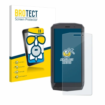 Face avant d’un emballage produit avec le logo de la marque BROTECT. À côté, l’appareil Cubot Pocket est représenté avec la pr