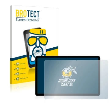 Face avant d’un emballage produit avec le logo de la marque BROTECT. À côté, l’appareil Xiaomi Redmi Pad (en paysage) est repr