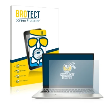 Face avant d’un emballage produit avec le logo de la marque BROTECT. À côté, l’appareil MSI Prestige 16 est représenté avec la