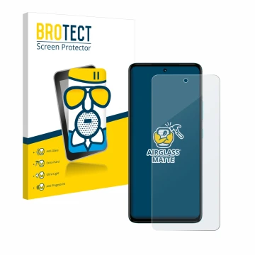 Face avant d’un emballage produit avec le logo de la marque BROTECT. À côté, l’appareil Motorola Moto G72 est représenté avec 