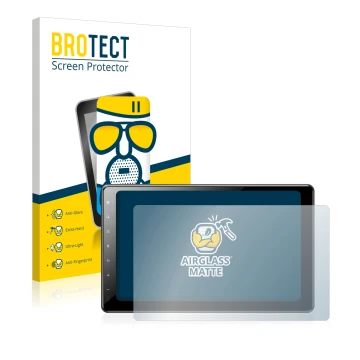 Face avant d’un emballage produit avec le logo de la marque BROTECT. À côté, l’appareil Pioneer AVIC-Z1000DAB-C Navigation est