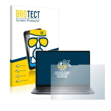 Face avant d’un emballage produit avec le logo de la marque BROTECT. À côté, l’appareil Dell Latitude 9430 2-in-1 est représen