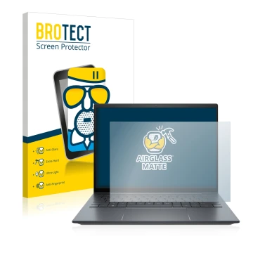 Face avant d’un emballage produit avec le logo de la marque BROTECT. À côté, l’appareil HP Elite Dragonfly G3 est représenté a