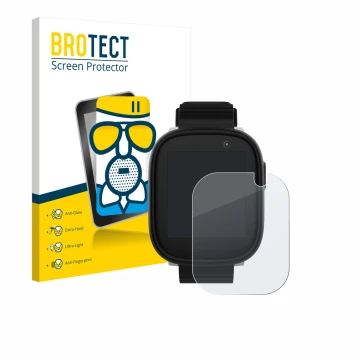 Face avant d’un emballage produit avec le logo de la marque BROTECT. À côté, l’appareil Xplora X6 Play 2022 (1ère génération) 