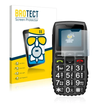 Face avant d’un emballage produit avec le logo de la marque BROTECT. À côté, l’appareil artfone C1 + est représenté avec la pr