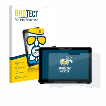 Face avant d’un emballage produit avec le logo de la marque BROTECT. À côté, l’appareil Dell Latitude 7230 Rugged Extreme est 