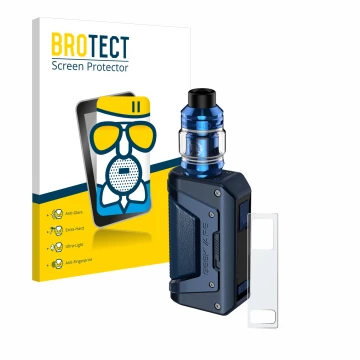 Face avant d’un emballage produit avec le logo de la marque BROTECT. À côté, l’appareil GeekVape Aegis Legend 2 L200 est repré