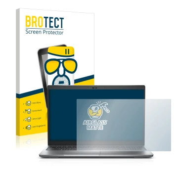 Face avant d’un emballage produit avec le logo de la marque BROTECT. À côté, l’appareil Dell Latitude 5530 est représenté avec