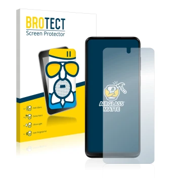 Face avant d’un emballage produit avec le logo de la marque BROTECT. À côté, l’appareil Motorola Moto G13 est représenté avec 