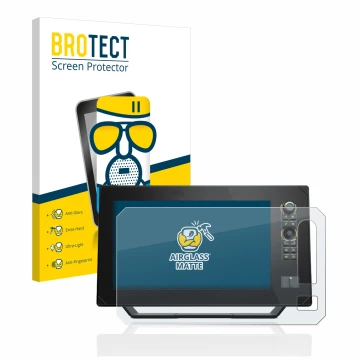 Face avant d’un emballage produit avec le logo de la marque BROTECT. À côté, l’appareil Humminbird Apex 13 MEGA SI+ est représ