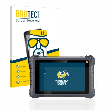 Face avant d’un emballage produit avec le logo de la marque BROTECT. À côté, l’appareil Autel MaxiCom MK906Pro-TS est représen
