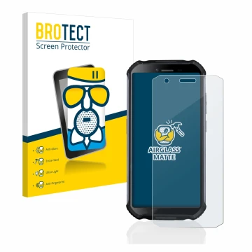 Face avant d’un emballage produit avec le logo de la marque BROTECT. À côté, l’appareil Doogee S41 est représenté avec la prot