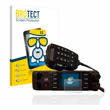 Face avant d’un emballage produit avec le logo de la marque BROTECT. À côté, l’appareil AnyTone AT-D578UV plus est représenté 
