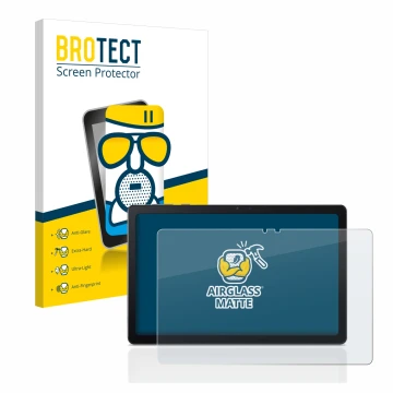 Face avant d’un emballage produit avec le logo de la marque BROTECT. À côté, l’appareil Acer Iconia Tab P10 est représenté ave