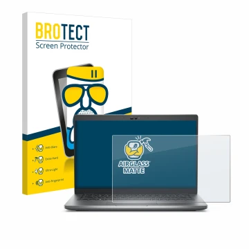 Face avant d’un emballage produit avec le logo de la marque BROTECT. À côté, l’appareil Dell Latitude 5430 Non-Touch est repré