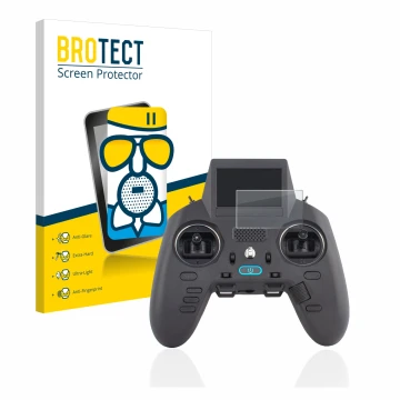 Face avant d’un emballage produit avec le logo de la marque BROTECT. À côté, l’appareil Radiomaster Zorro est représenté avec 