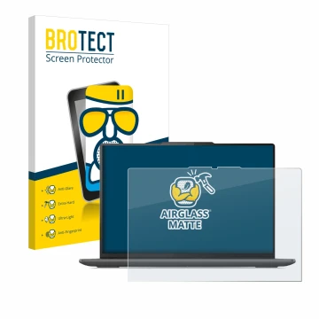 Face avant d’un emballage produit avec le logo de la marque BROTECT. À côté, l’appareil Lenovo Yoga Pro 9i Gen 8 16