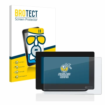 Face avant d’un emballage produit avec le logo de la marque BROTECT. À côté, l’appareil Raymarine Axiom 9 est représenté avec 