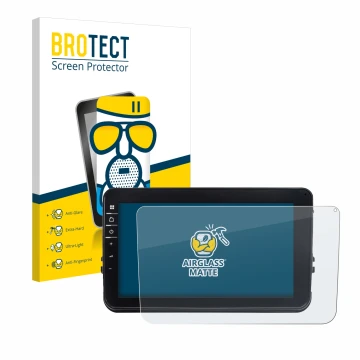 Face avant d’un emballage produit avec le logo de la marque BROTECT. À côté, l’appareil Dynavin D8-V8 8