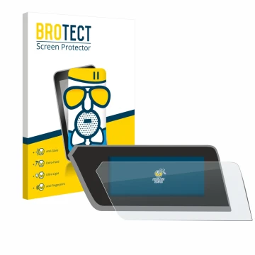 Face avant d’un emballage produit avec le logo de la marque BROTECT. À côté, l’appareil BMW 1 F40 2023 est représenté avec la 