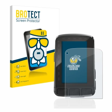 Face avant d’un emballage produit avec le logo de la marque BROTECT. À côté, l’appareil Wahoo Elemnt Roam 2 est représenté ave
