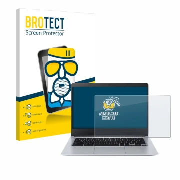 Face avant d’un emballage produit avec le logo de la marque BROTECT. À côté, l’appareil Acer Chromebook Spin 314 CB314-2HT est